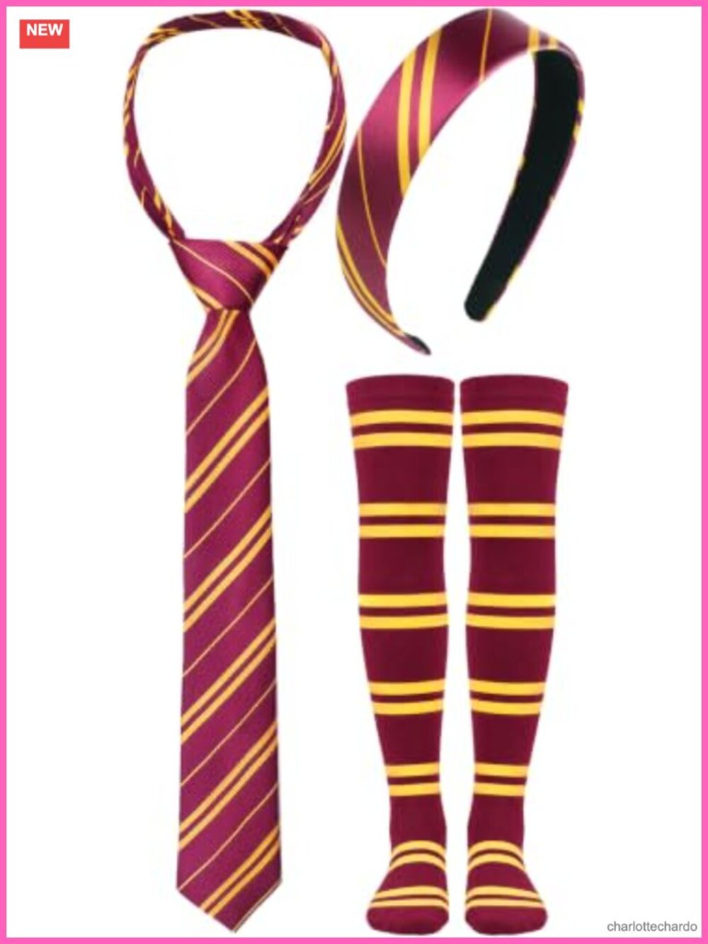 3 PC Wizard Costume Set Headband Tie Socks Halloween Cosplay
